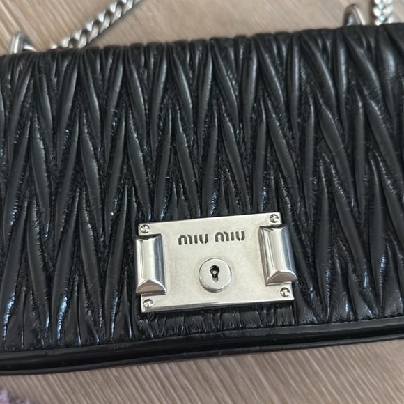 like new miu miu black pattina matelasse patent leather bag - Picture 3 of 8